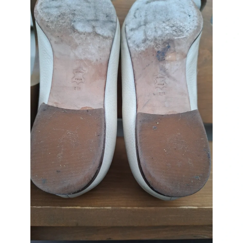 Tory Burch Women's Leather Cream Jessa Loafers Gold-Tone Horse Hardware Size 9 M